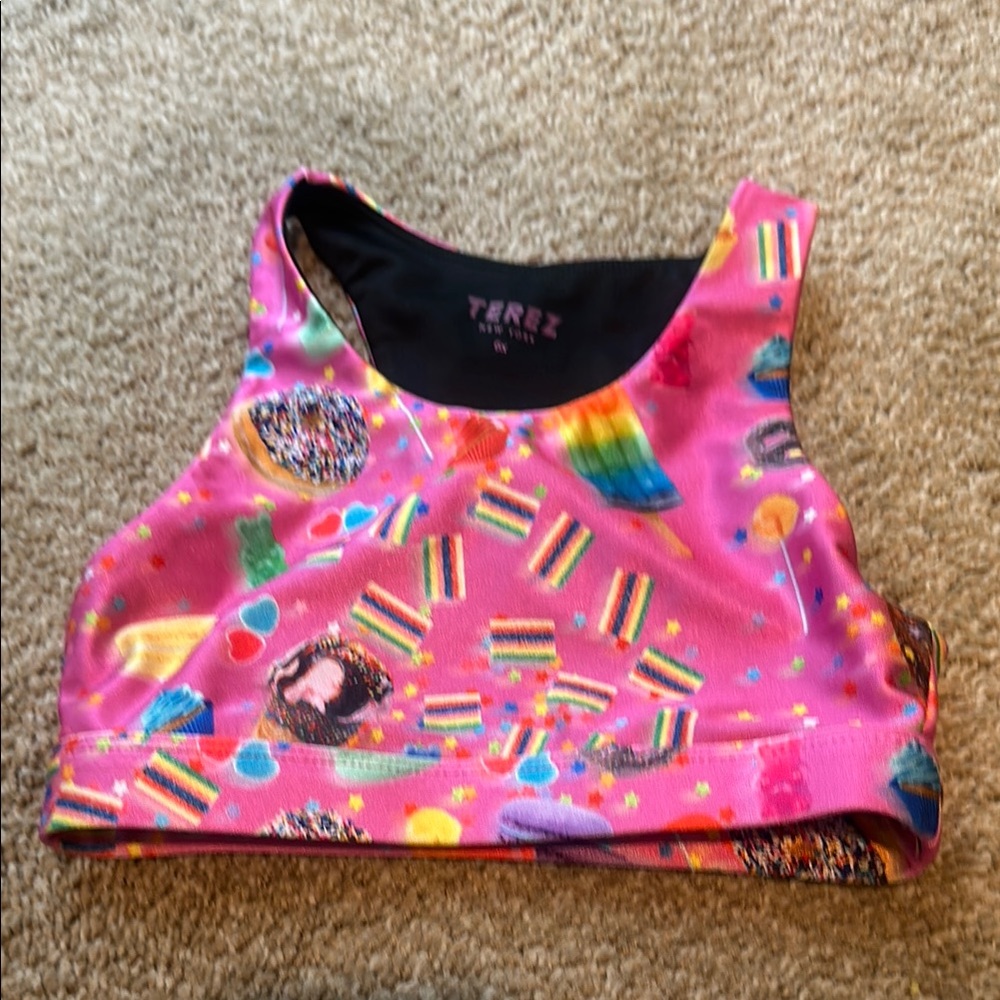 Terez Vibrant Pink Candy Print Sports Bra